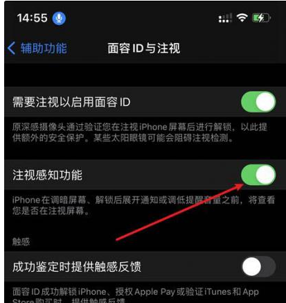 吴忠苹果14维修网点分享iPhone14注视感知功能有什么用 